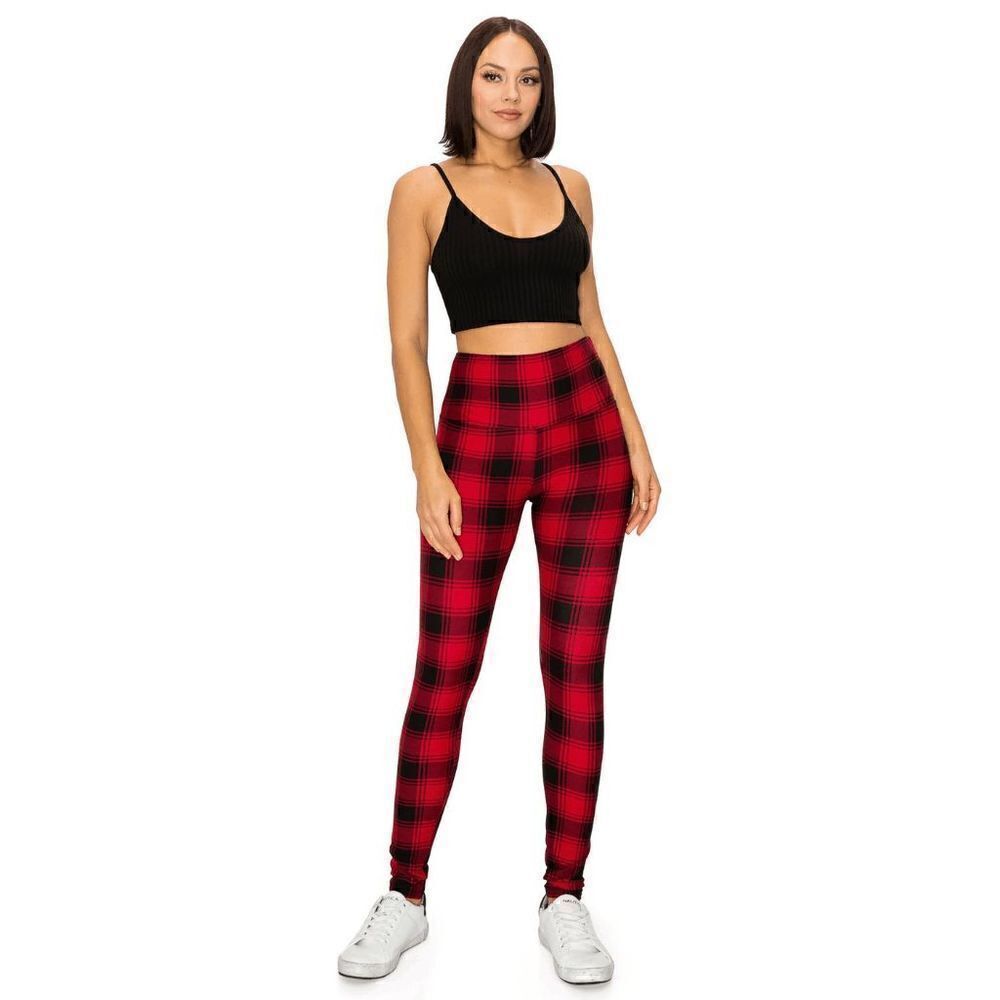 Fall LEGGINGS Plaid Leggings PLUS one size
